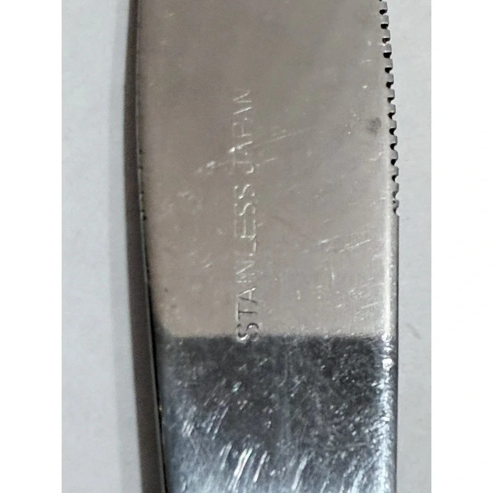 Stainless Steel Dinner Knife Floral Handle Silver Marked Stainless Japan